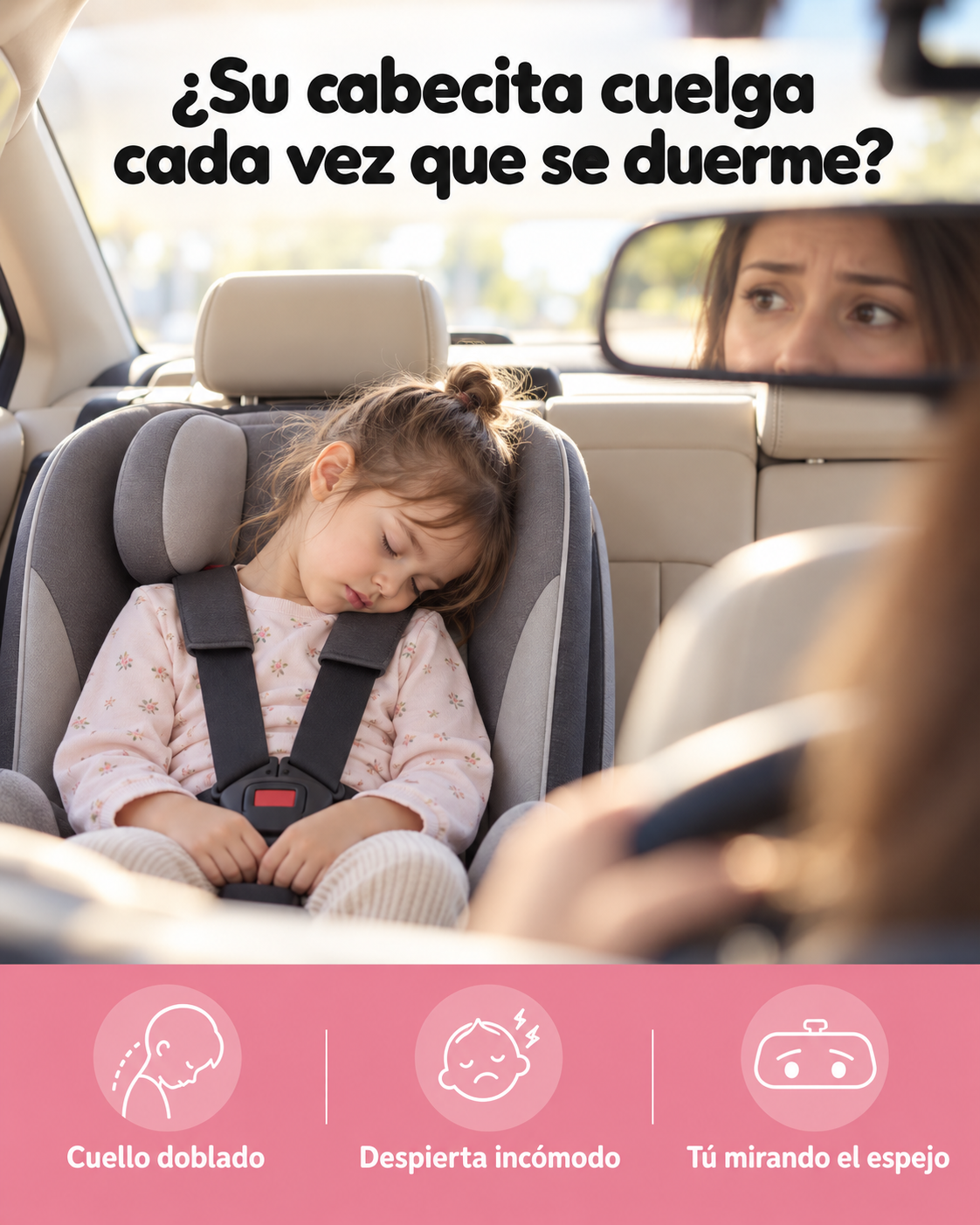Almohada para auto que sostiene su cabecita